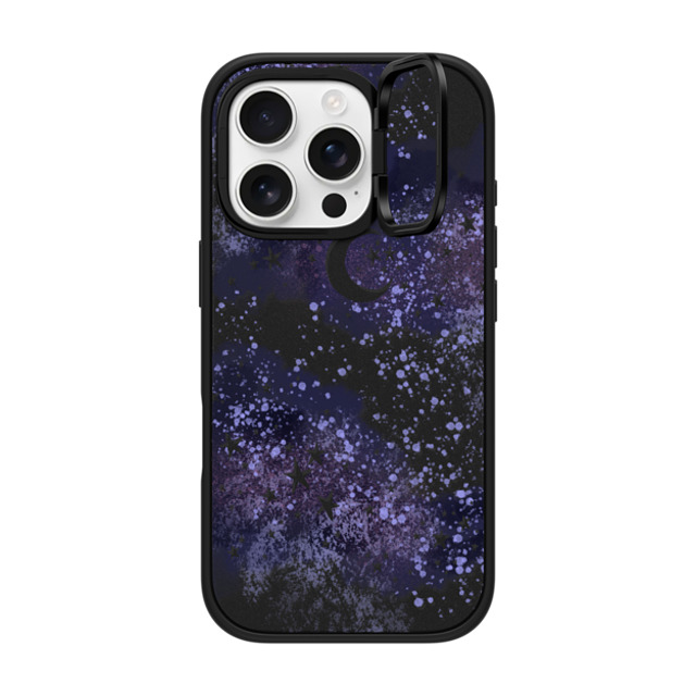 Papio Press x CASETiFY iPhone 16 Pro ケース マットブラック インパクトリングスタンドケース MagSafe対応 Inky night sky