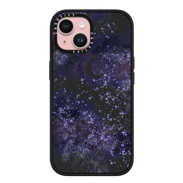 Papio Press x CASETiFY iPhone 15 ケース マットブラック インパクトケース MagSafe対応 Inky night sky