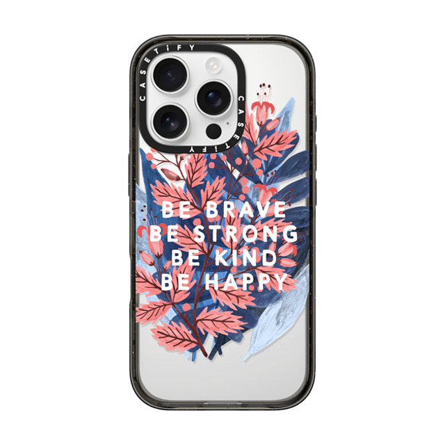 Papio Press x CASETiFY iPhone 16 Pro ケース Floral,Animal ブラック インパクトケース Be Brave, Be Strong by Papio Press Back to School Papio Press x CASETiFY iPhone 16 Pro ケース Floral,Animal ブラック インパクトケース Be Brave, Be Strong by Papio Press Back to School