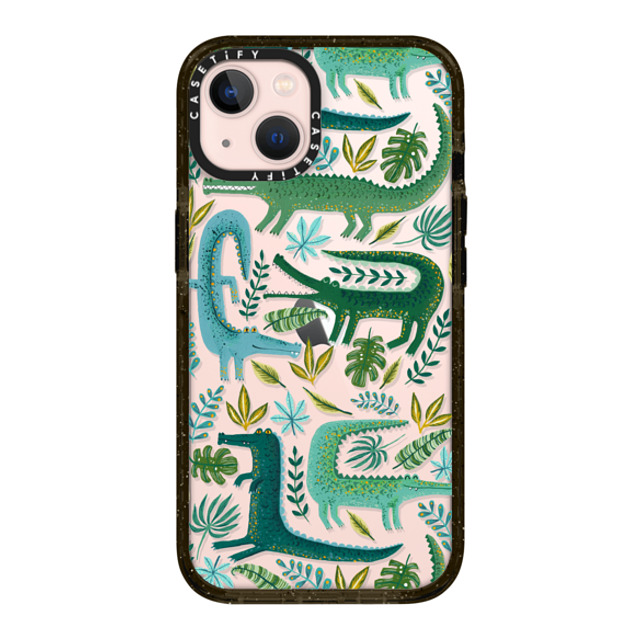 Papio Press x CASETiFY iPhone 13 ケース ブラック インパクトケース Green Crocodiles Wildlife