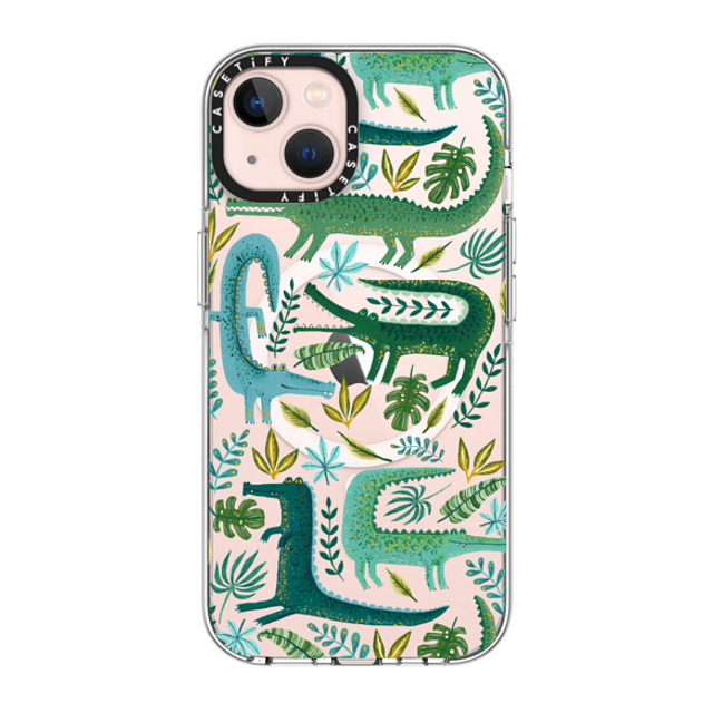 Papio Press x CASETiFY iPhone 13 ケース クリア クリア ケース MagSafe対応 Green Crocodiles Wildlife