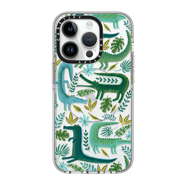 Papio Press x CASETiFY iPhone 14 Pro ケース クリア クリア ケース MagSafe対応 Green Crocodiles Wildlife