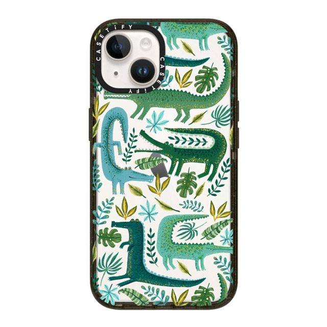 Papio Press x CASETiFY iPhone 14 ケース ブラック インパクトケース Green Crocodiles Wildlife