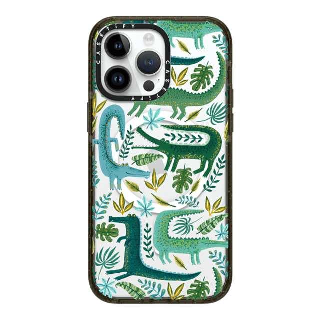 Papio Press x CASETiFY iPhone 14 Pro Max ケース ブラック インパクトケース MagSafe対応 Green Crocodiles Wildlife