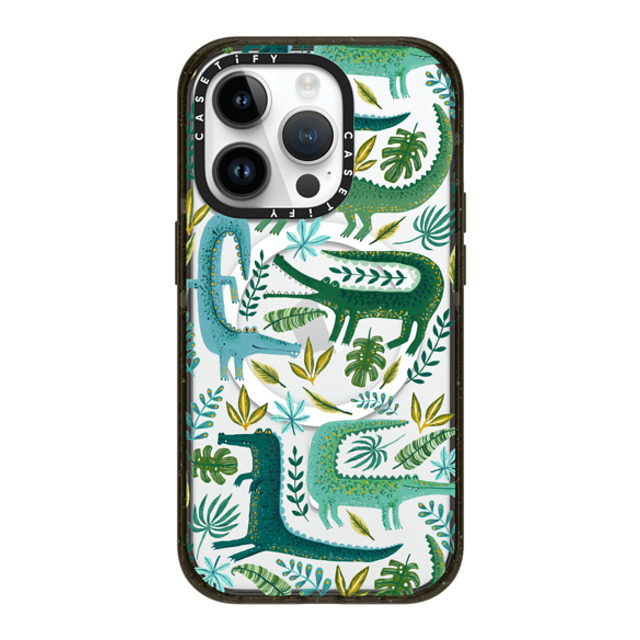 Papio Press x CASETiFY iPhone 14 Pro ケース ブラック インパクトケース MagSafe対応 Green Crocodiles Wildlife