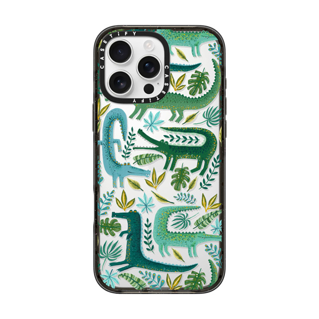 Papio Press x CASETiFY iPhone 16 Pro Max ケース ブラック インパクトケース Green Crocodiles Wildlife