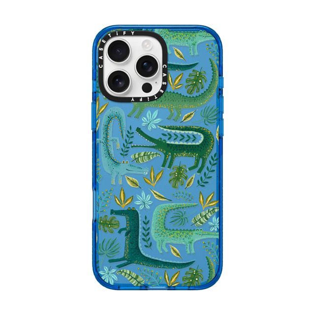 Papio Press x CASETiFY iPhone 16 Pro Max ケース スカイブルー インパクトケース Green Crocodiles Wildlife