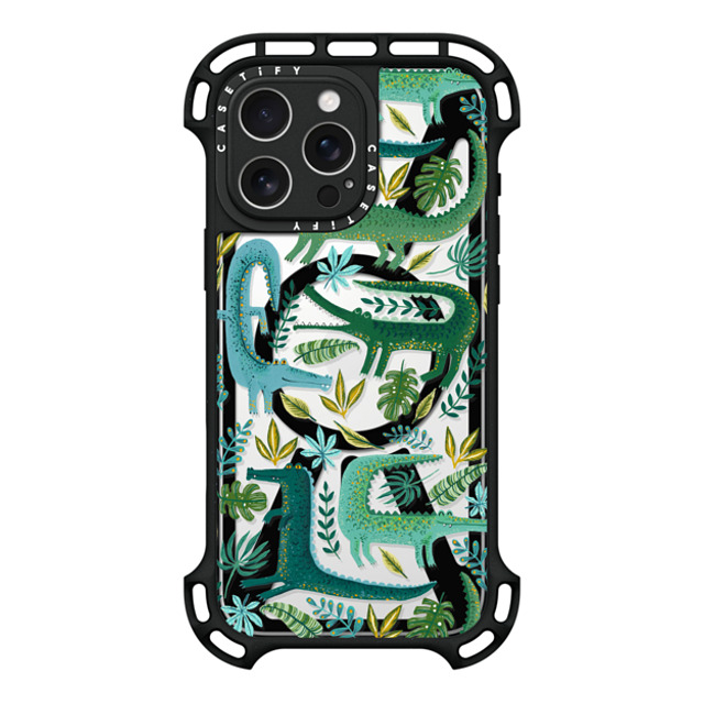 Papio Press x CASETiFY iPhone 16 Pro Max ケース ブラック ウルトラ バウンスケース MagSafe対応 Green Crocodiles Wildlife