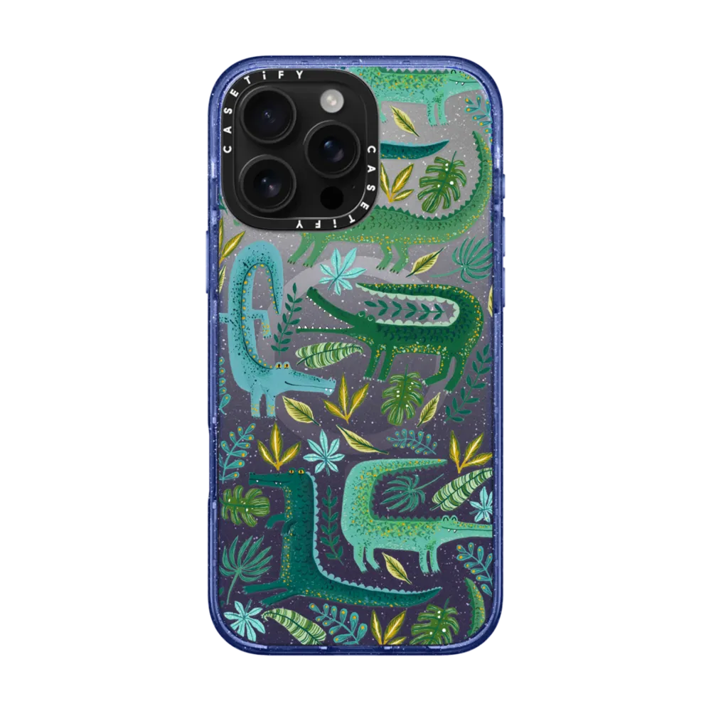 Impact iPhone 16 Pro Max Case MagSafe Compatible - Green Crocodiles Wildlife