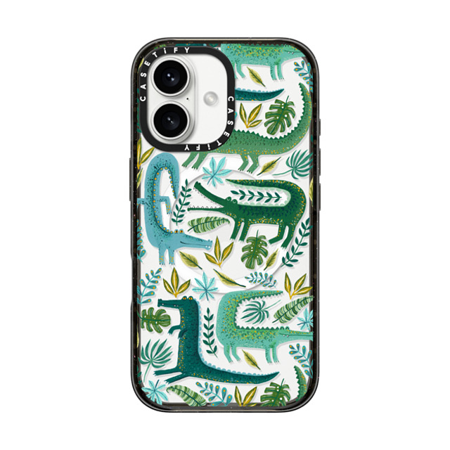 Papio Press x CASETiFY iPhone 16 ケース ブラック インパクトケース MagSafe対応 Green Crocodiles Wildlife