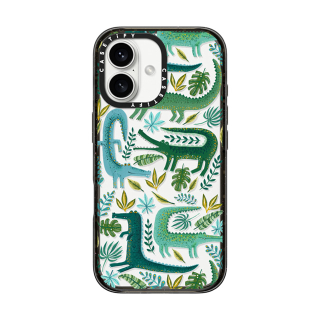 Papio Press x CASETiFY iPhone 16 ケース ブラック インパクトケース Green Crocodiles Wildlife