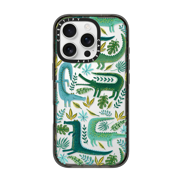 Papio Press x CASETiFY iPhone 16 Pro ケース ブラック インパクトケース Green Crocodiles Wildlife