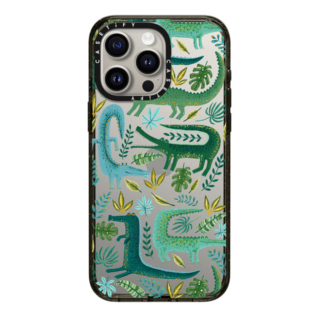 Papio Press x CASETiFY iPhone 15 Pro Max ケース ブラック インパクトケース Green Crocodiles Wildlife