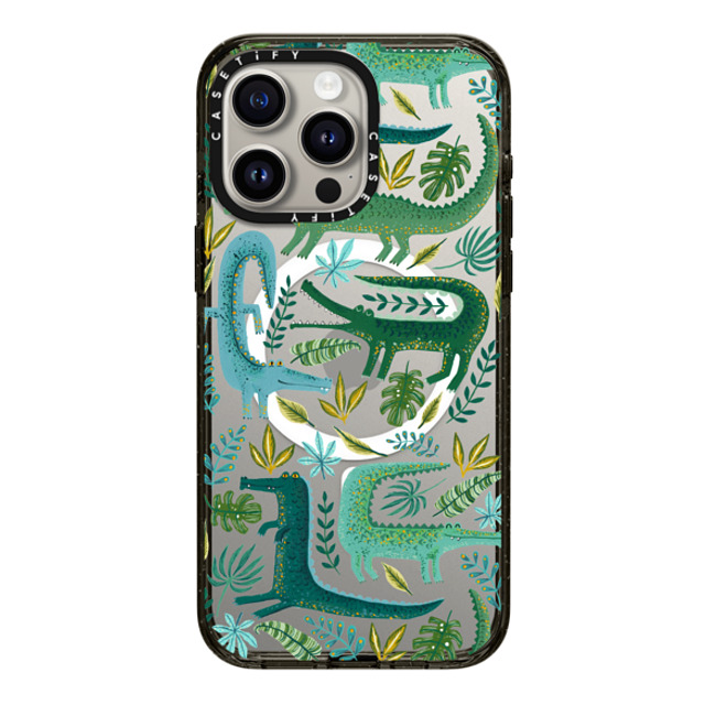 Papio Press x CASETiFY iPhone 15 Pro Max ケース ブラック インパクトケース MagSafe対応 Green Crocodiles Wildlife