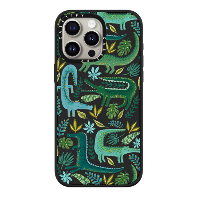 Papio Press x CASETiFY iPhone 15 Pro Max ケース マットブラック インパクトケース MagSafe対応 Green Crocodiles Wildlife