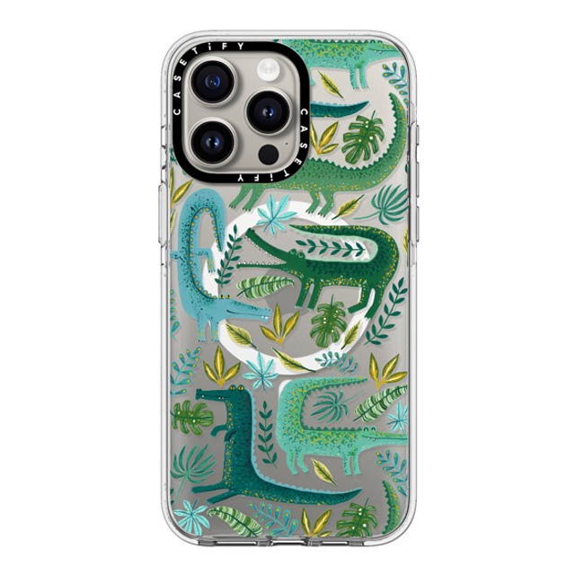 Papio Press x CASETiFY iPhone 15 Pro Max ケース クリア クリア ケース MagSafe対応 Green Crocodiles Wildlife