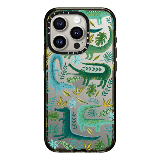 Papio Press x CASETiFY iPhone 15 Pro ケース ブラック インパクトケース Green Crocodiles Wildlife