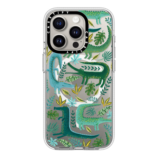 Papio Press x CASETiFY iPhone 15 Pro ケース クリア クリア ケース MagSafe対応 Green Crocodiles Wildlife