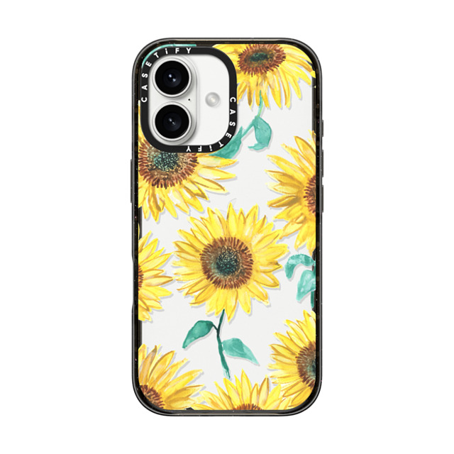 designlovefest x CASETiFY iPhone 16 ケース ブラック インパクトケース サンフラワー
