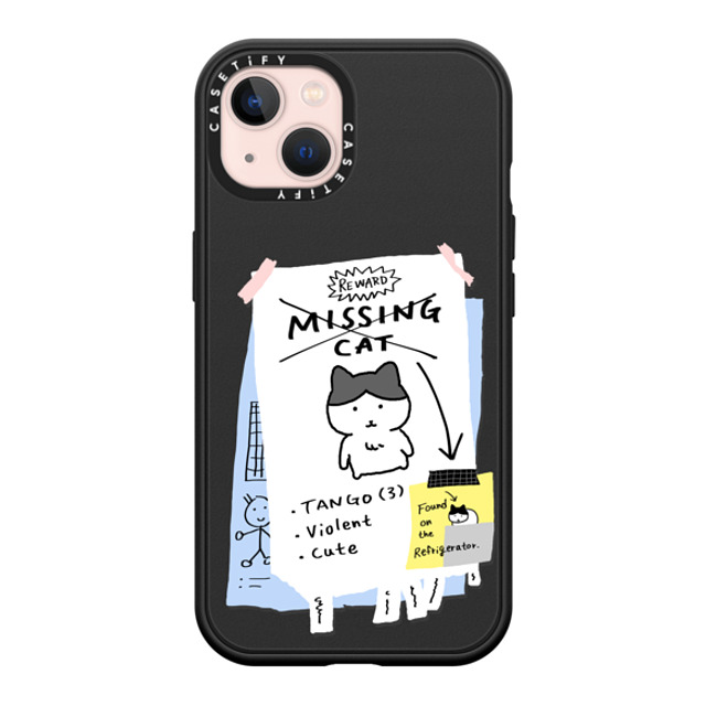 namsee x CASETiFY iPhone 13 ケース マットブラック インパクトケース MagSafe対応 MISSING CAT BY NAMSEE