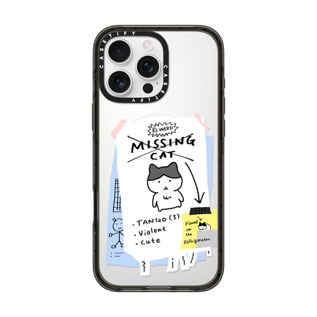 namsee x CASETiFY iPhone 16 Pro Max ケース ブラック インパクトケース MagSafe対応 MISSING CAT BY NAMSEE