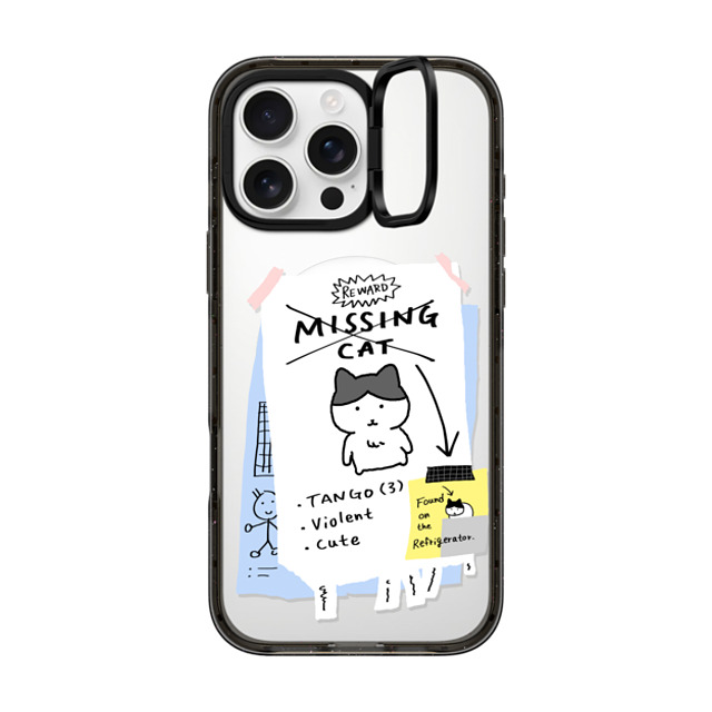 namsee x CASETiFY iPhone 16 Pro Max ケース ブラック インパクトリングスタンドケース MagSafe対応 MISSING CAT BY NAMSEE