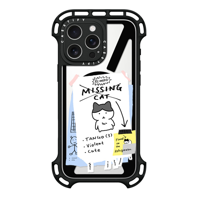 namsee x CASETiFY iPhone 16 Pro Max ケース ブラック ウルトラ バウンスケース MagSafe対応 MISSING CAT BY NAMSEE