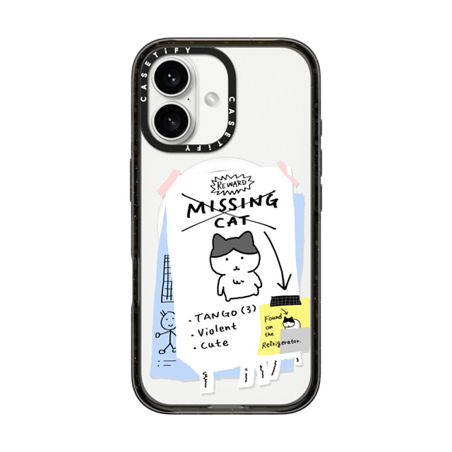 namsee x CASETiFY iPhone 16 ケース ブラック インパクトケース MagSafe対応 MISSING CAT BY NAMSEE