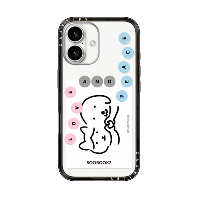 namsee x CASETiFY iPhone 16 ケース ブラック インパクトライトケース LOVE AND PEACE BY NAMSEE