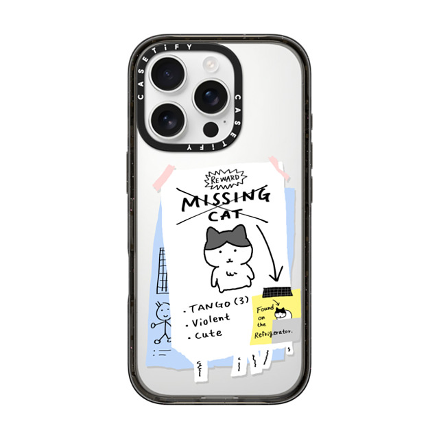 namsee x CASETiFY iPhone 16 Pro ケース ブラック インパクトケース MISSING CAT BY NAMSEE