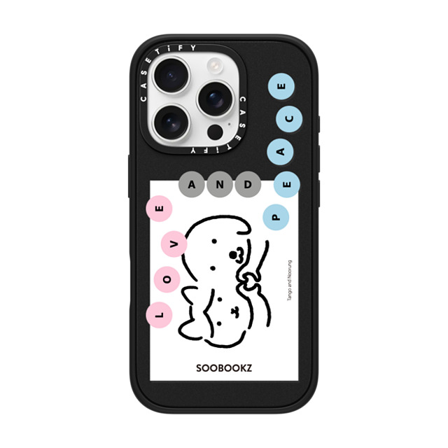 namsee x CASETiFY iPhone 16 Pro ケース マットブラック インパクトケース MagSafe対応 LOVE AND PEACE BY NAMSEE