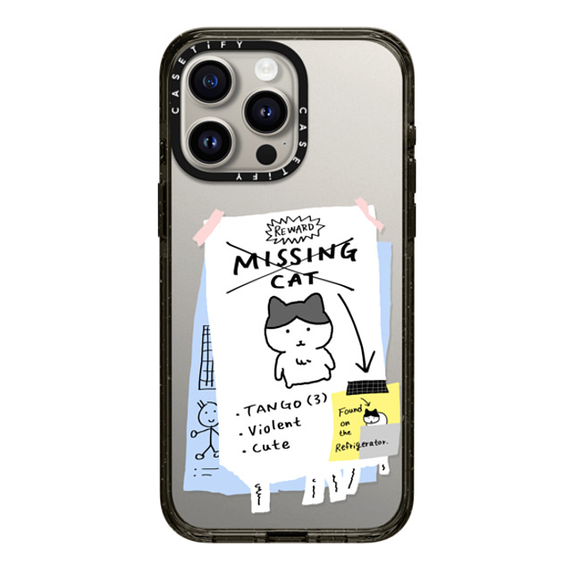 namsee x CASETiFY iPhone 15 Pro Max ケース ブラック インパクトケース MISSING CAT BY NAMSEE