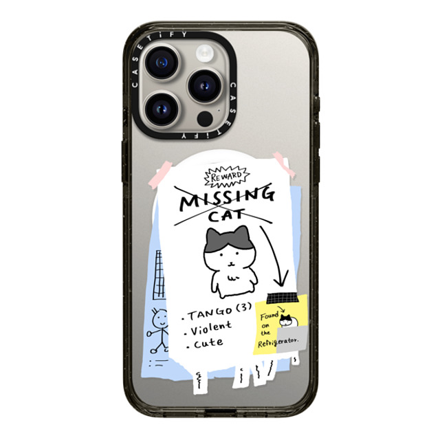 namsee x CASETiFY iPhone 15 Pro Max ケース ブラック インパクトケース MagSafe対応 MISSING CAT BY NAMSEE