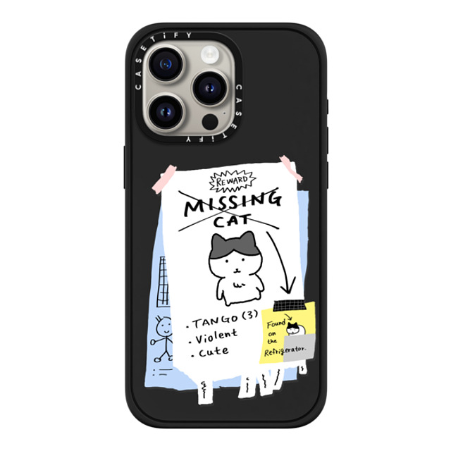 namsee x CASETiFY iPhone 15 Pro Max ケース マットブラック インパクトケース MagSafe対応 MISSING CAT BY NAMSEE