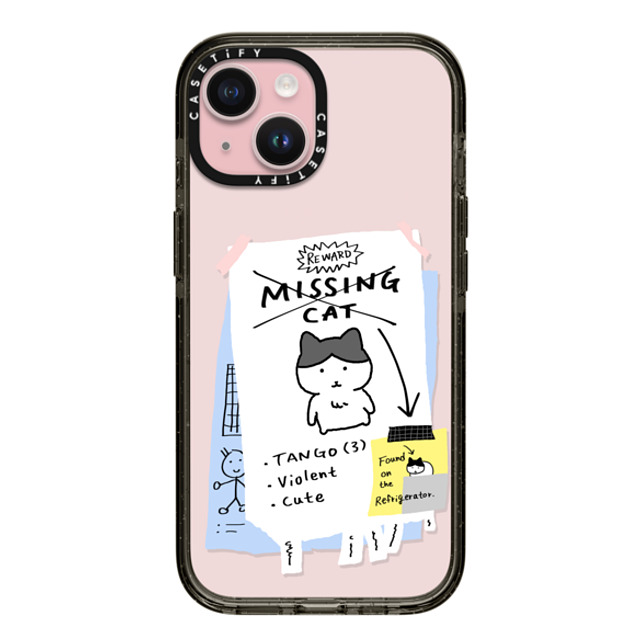 namsee x CASETiFY iPhone 15 ケース ブラック インパクトケース MISSING CAT BY NAMSEE