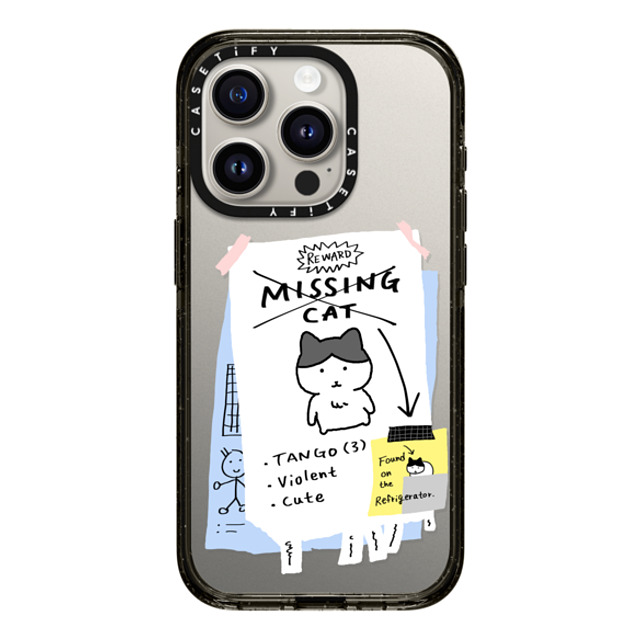 namsee x CASETiFY iPhone 15 Pro ケース ブラック インパクトケース MISSING CAT BY NAMSEE