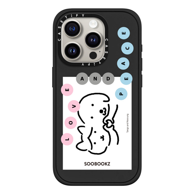 namsee x CASETiFY iPhone 15 Pro ケース マットブラック インパクトケース MagSafe対応 LOVE AND PEACE BY NAMSEE