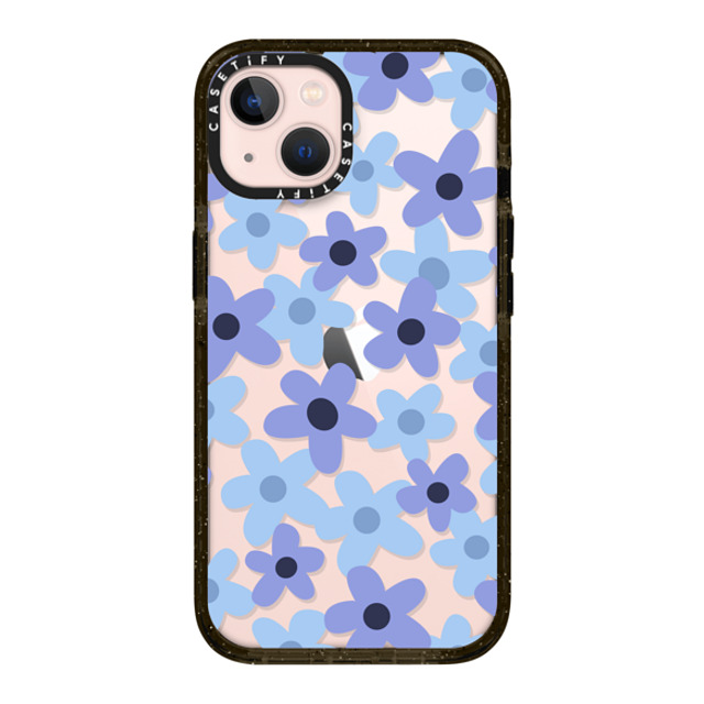 Marta Olga Klara x CASETiFY iPhone 13 ケース ブラック インパクトケース sixties retro blue floral on clear background