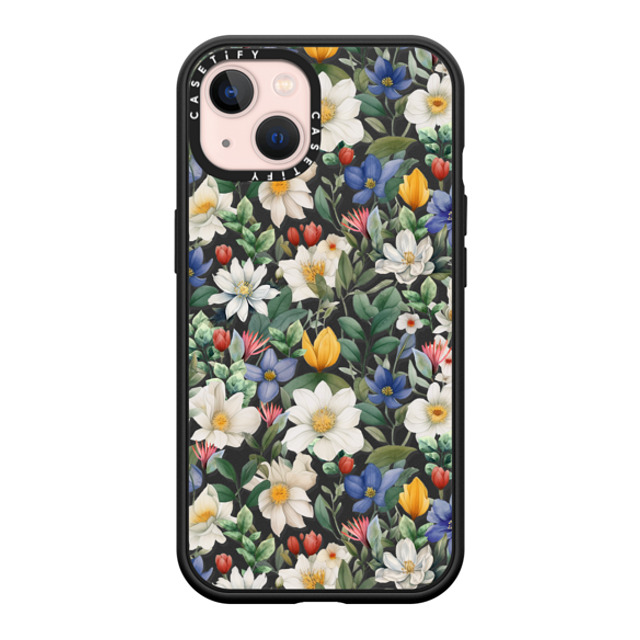 Marta Olga Klara x CASETiFY iPhone 13 ケース マットブラック インパクトケース MagSafe対応 watercolour floral pattern