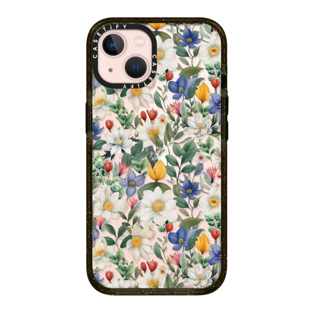 Marta Olga Klara x CASETiFY iPhone 13 ケース ブラック インパクトケース watercolour floral pattern