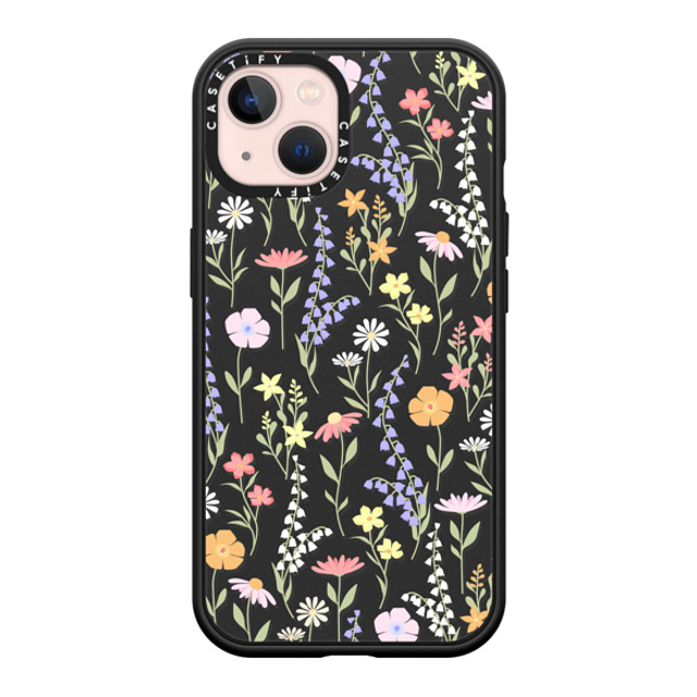 Marta Olga Klara x CASETiFY iPhone 13 ケース マットブラック インパクトケース MagSafe対応 cute little floral / pastel flowers pattern