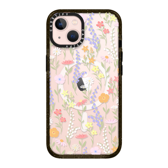 Marta Olga Klara x CASETiFY iPhone 13 ケース ブラック インパクトケース MagSafe対応 cute little floral / pastel flowers pattern