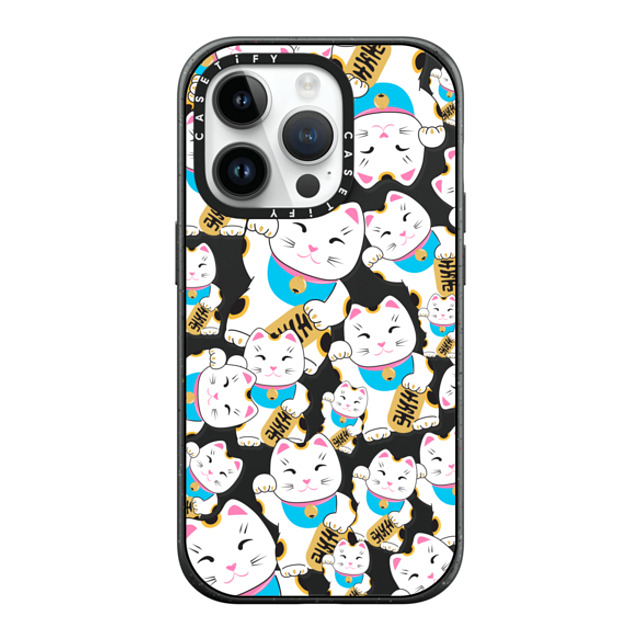 Marta Olga Klara x CASETiFY iPhone 14 Pro ケース マットブラック インパクトケース MagSafe対応 Good luck cat maneki-neko