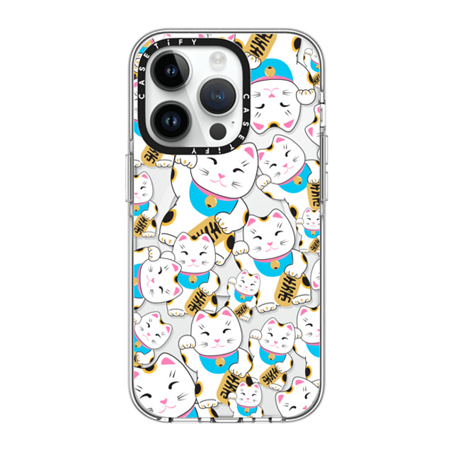 Marta Olga Klara x CASETiFY iPhone 14 Pro ケース クリア クリア ケース MagSafe対応 Good luck cat maneki-neko