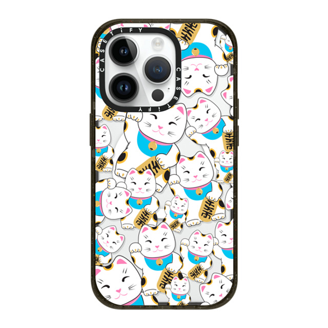 Marta Olga Klara x CASETiFY iPhone 14 Pro ケース ブラック インパクトケース MagSafe対応 Good luck cat maneki-neko