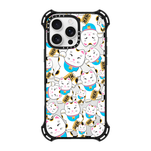 Marta Olga Klara x CASETiFY iPhone 16 Pro Max ケース ブラック バウンスケース Good luck cat maneki-neko