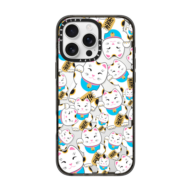 Marta Olga Klara x CASETiFY iPhone 16 Pro Max ケース ブラック インパクトケース MagSafe対応 Good luck cat maneki-neko