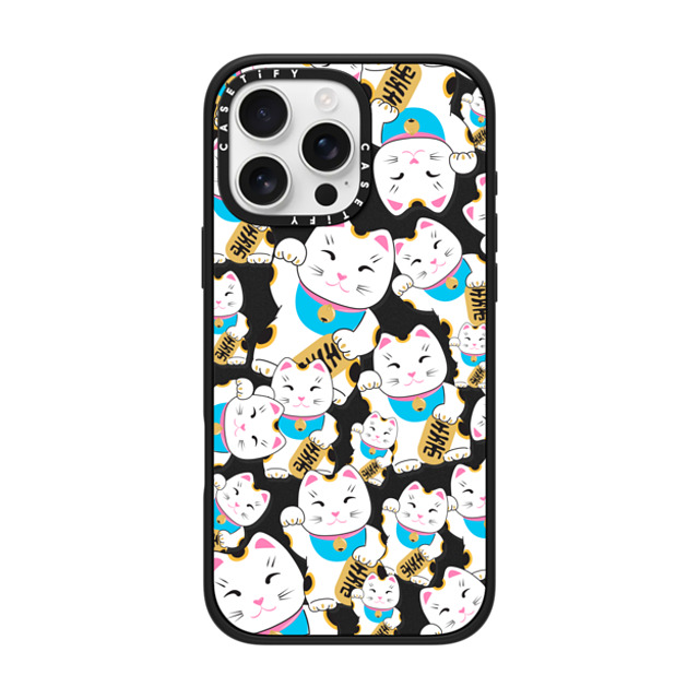 Marta Olga Klara x CASETiFY iPhone 16 Pro Max ケース マットブラック インパクトケース MagSafe対応 Good luck cat maneki-neko