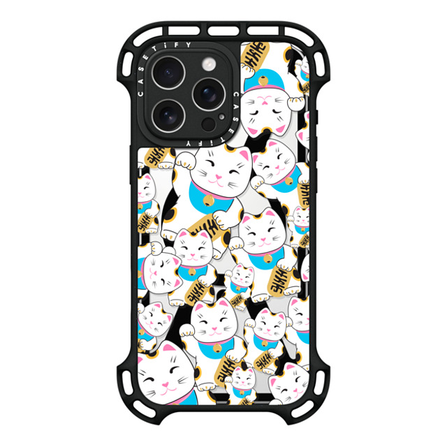 Marta Olga Klara x CASETiFY iPhone 16 Pro Max ケース ブラック ウルトラ バウンスケース MagSafe対応 Good luck cat maneki-neko