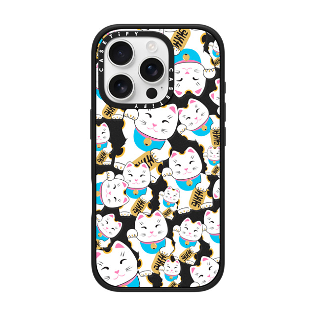 Marta Olga Klara x CASETiFY iPhone 16 Pro ケース マットブラック インパクトケース Good luck cat maneki-neko